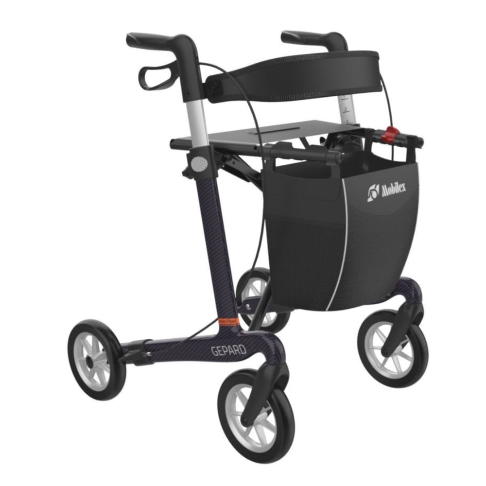 Mobilex Gepard Carbon Lichtgewicht Rollator, Eenzijdig Geremd, Paars voor Optimale Mobiliteit